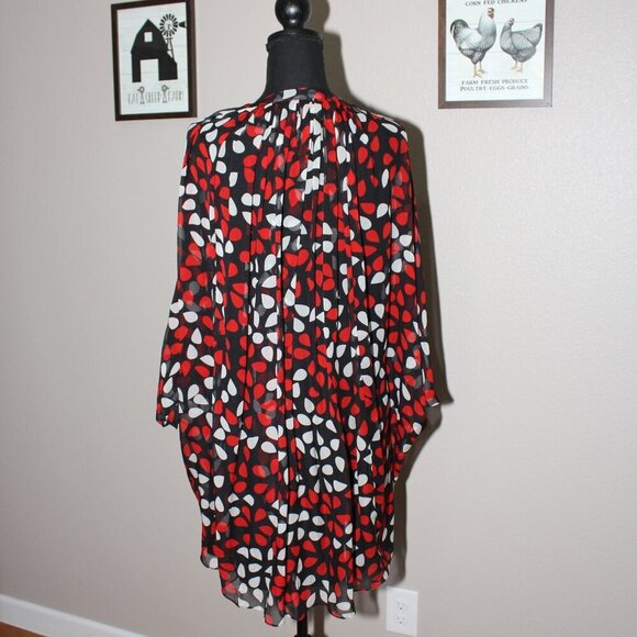 Diane Von Furstenberg Womens Fleurette Silk Dress Black Red Teardrop Size 4 - Picture 4 of 16